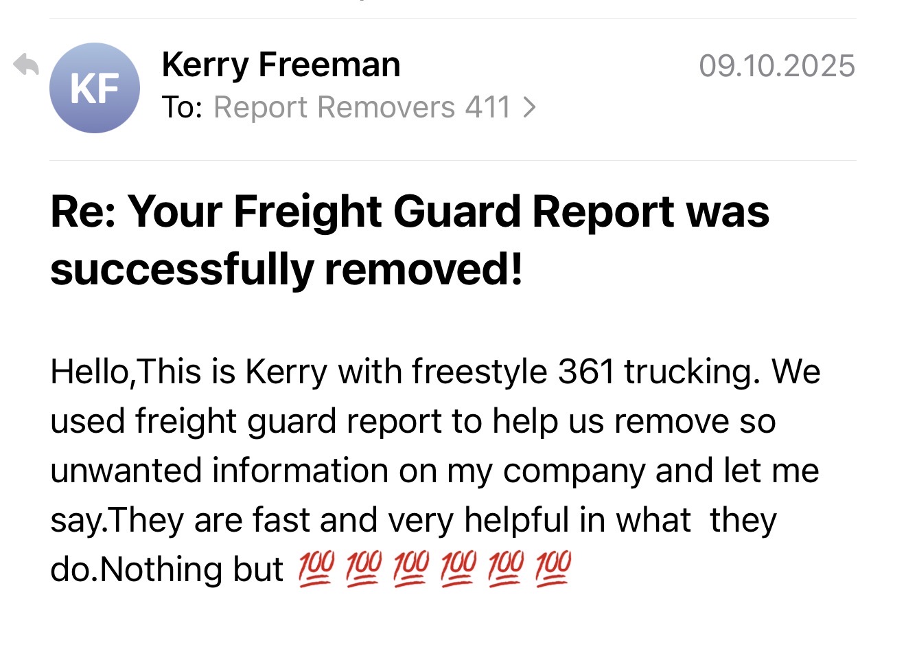 Client review - Kerry Freeman, Freestyle 361 Trucking